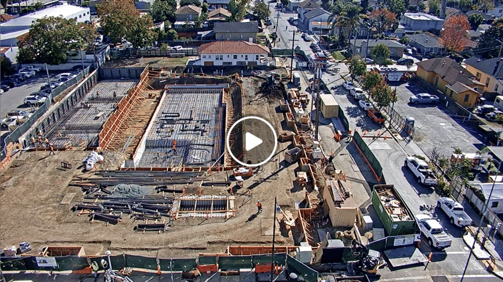 Aerial view of active construction at the Aquino site